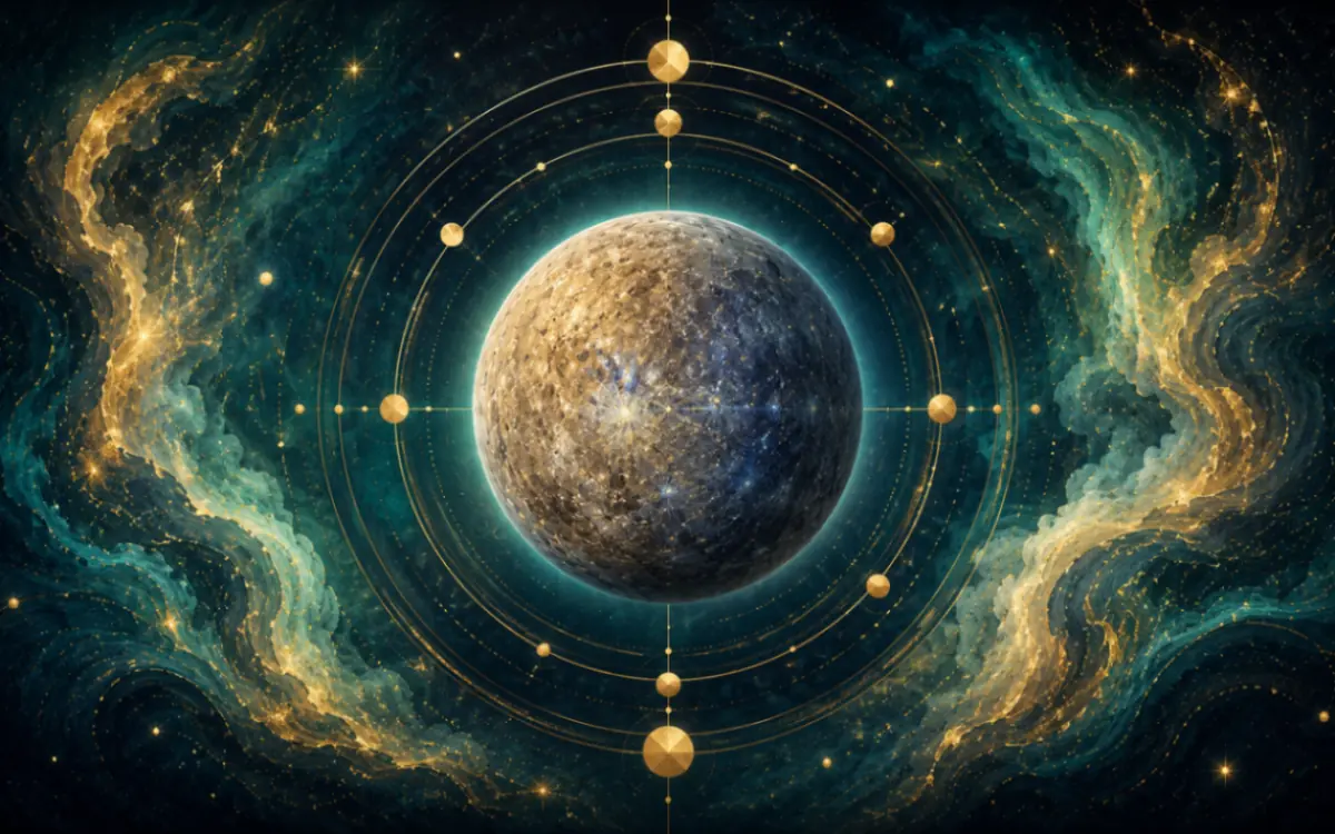 Immagine astratta con pianeta che rappresenta il giorno di nascita mercoledì